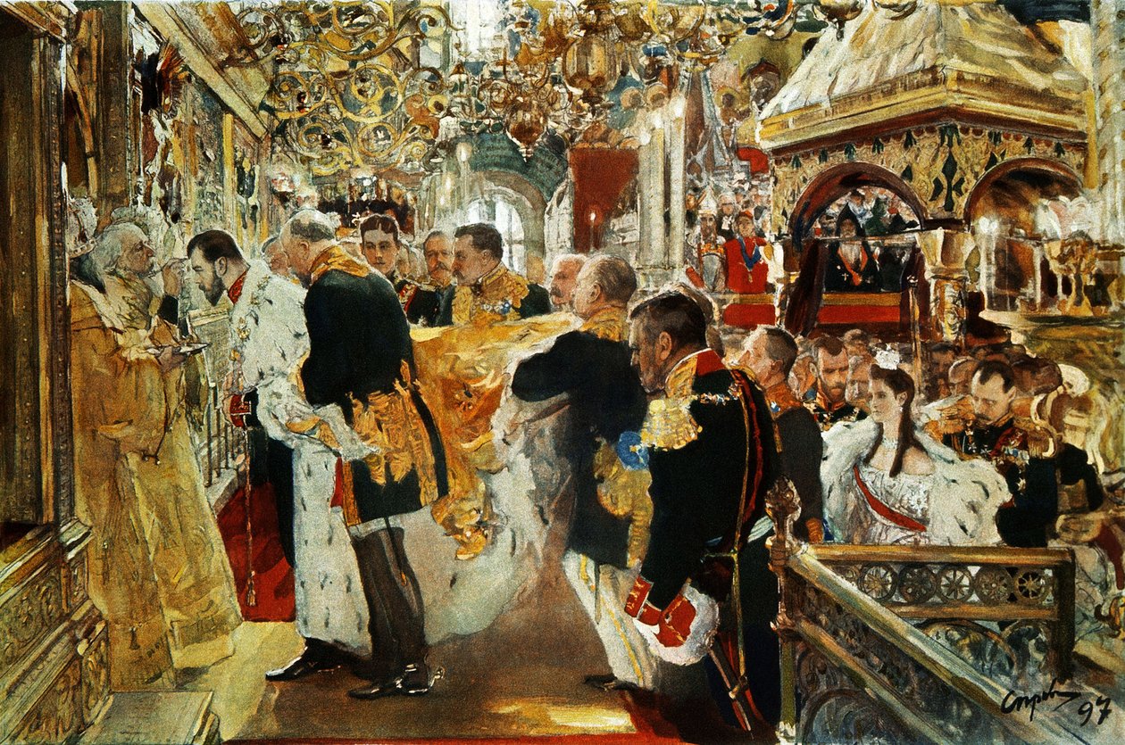 Kröning av kejsar (tsar) Nikolaus II av Ryssland 1894 av Valentin Serov (19 januari av Valentin Aleksandrovich Serov