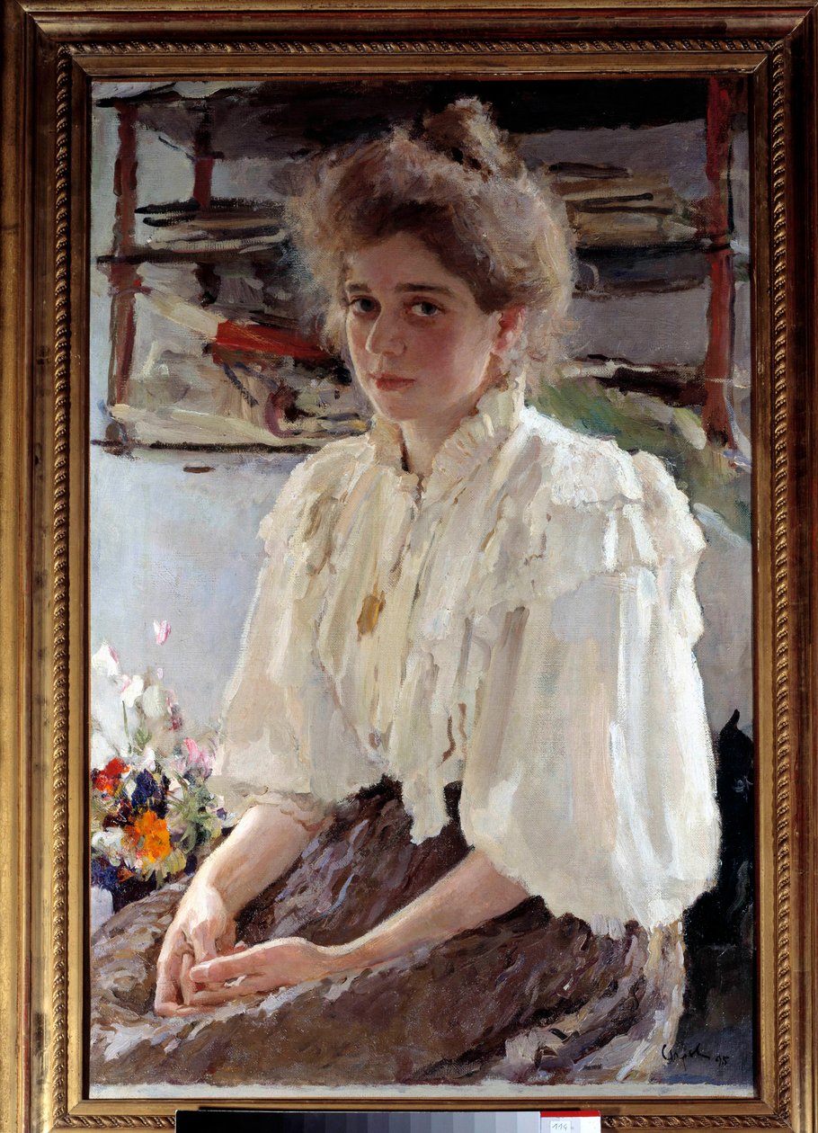 Porträtt av Madame Lwoff (1864-1955), född Maria Yakovlena Simonovich, kusin till konstnären av Valentin Aleksandrovich Serov