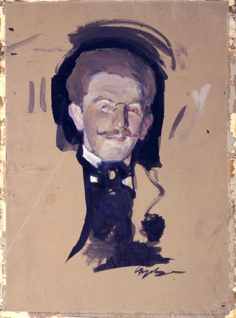 Porträtt av konstnären Leon Bakst (Lev Rosenberg av Valentin Aleksandrovich Serov