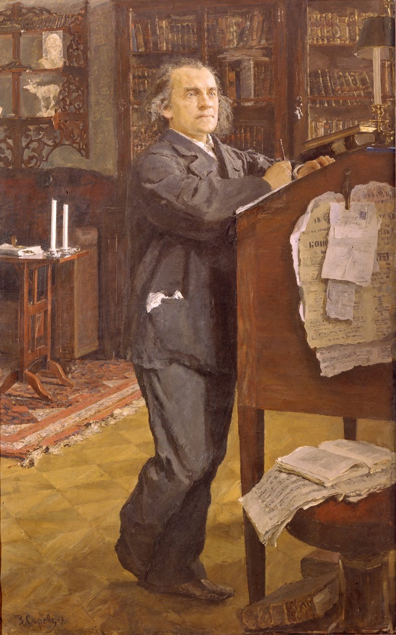 Porträtt av kompositören Alexander Serov 1820-1871, 1889 av Valentin Aleksandrovich Serov