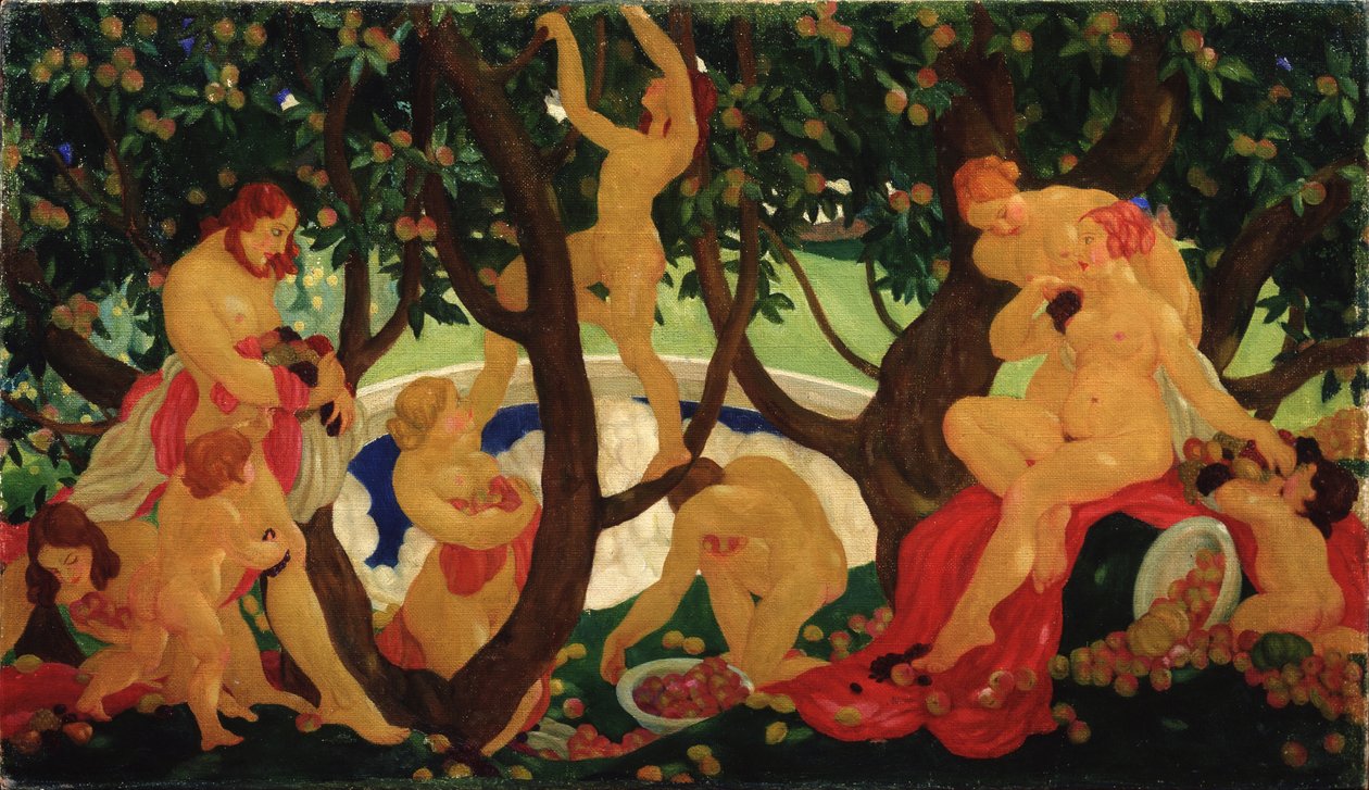 Samla äpplen, 1917 av Valentin Alexandrovich Yakovlev