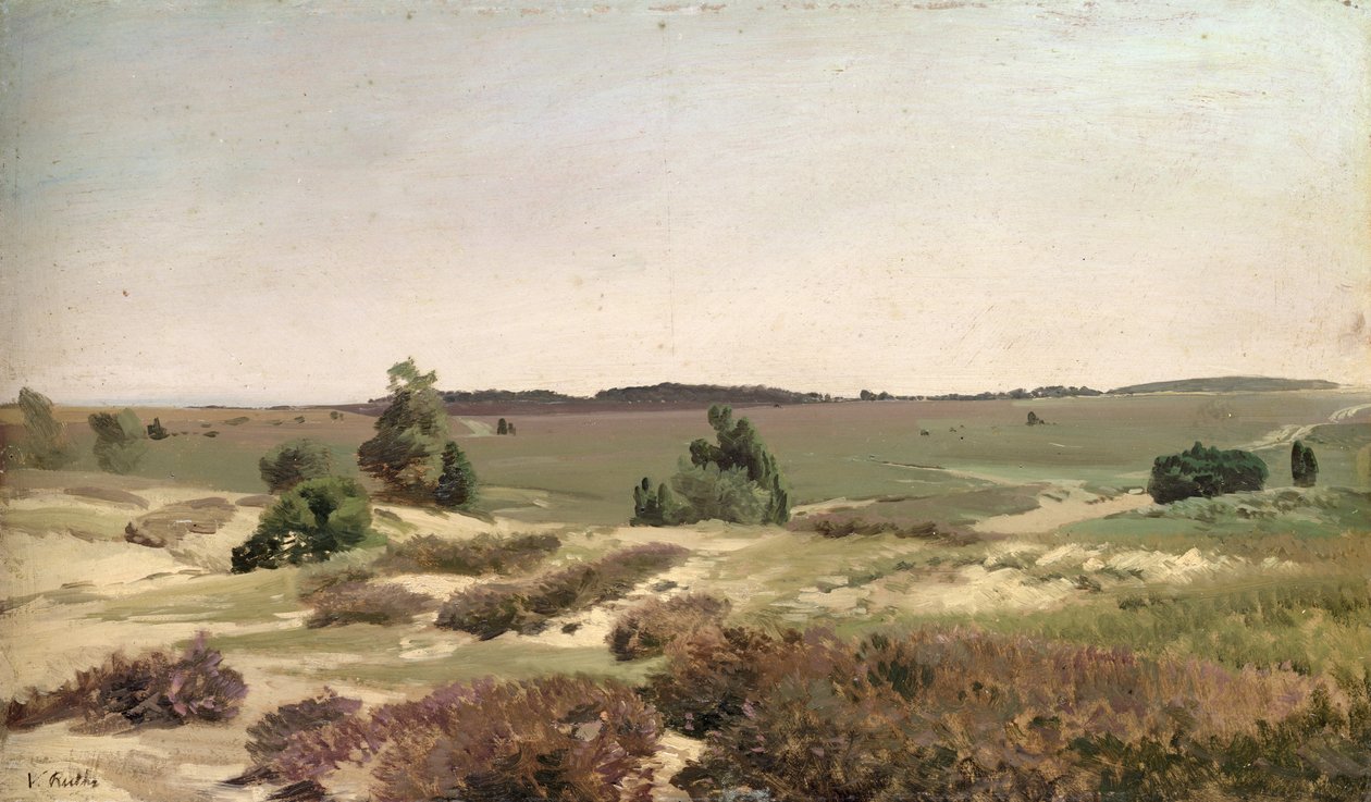 Heiden vid Wilsede, 1887 (olja på papper på kartong) av Valentin Ruths