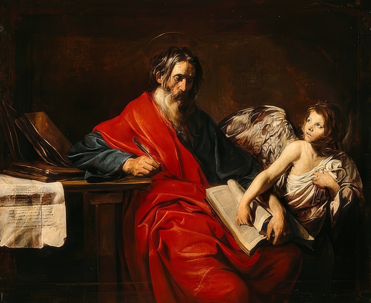 Evangelisten Matteus. Omkring 1625 av Valentin de Boullogne