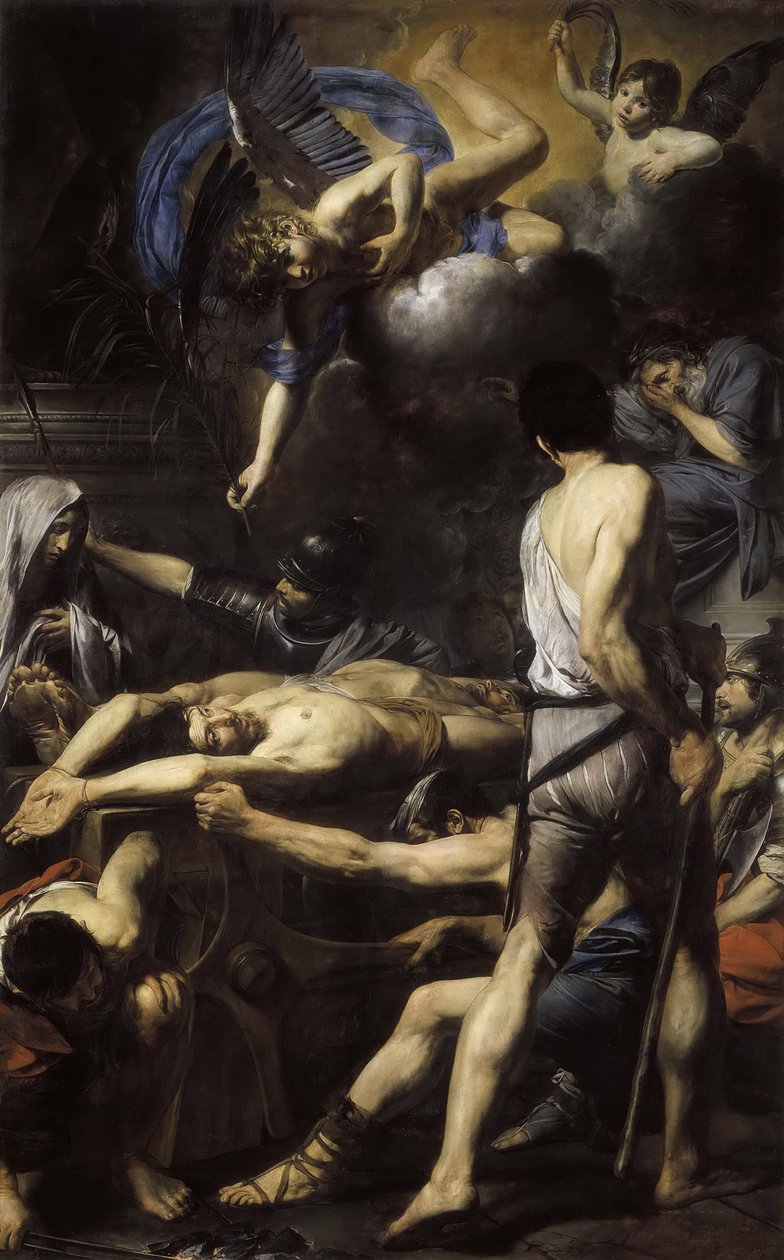 De heliga Processus och Martinians martyrskap, 1629. av Valentin de Boullogne