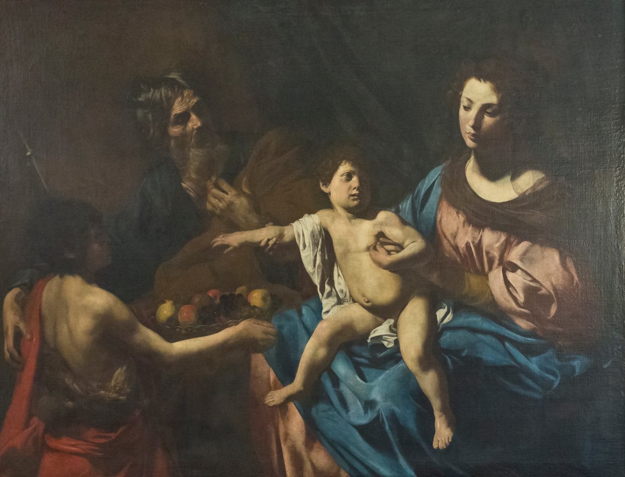 Helig familj med den unge Johannes Döparen av Valentin de Boulogne