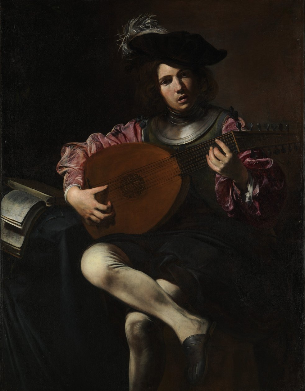 Lutspelare, ca 1625-26 (olja på duk) av Valentin de Boulogne