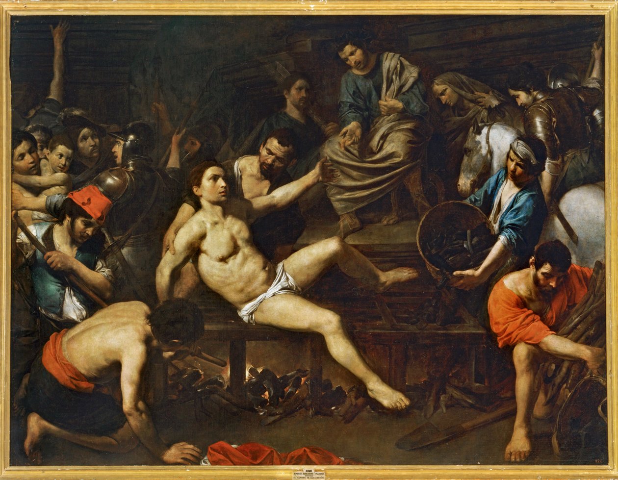 Sankt Laurentius martyrskap ... (målning på duk) av Valentin de Boulogne