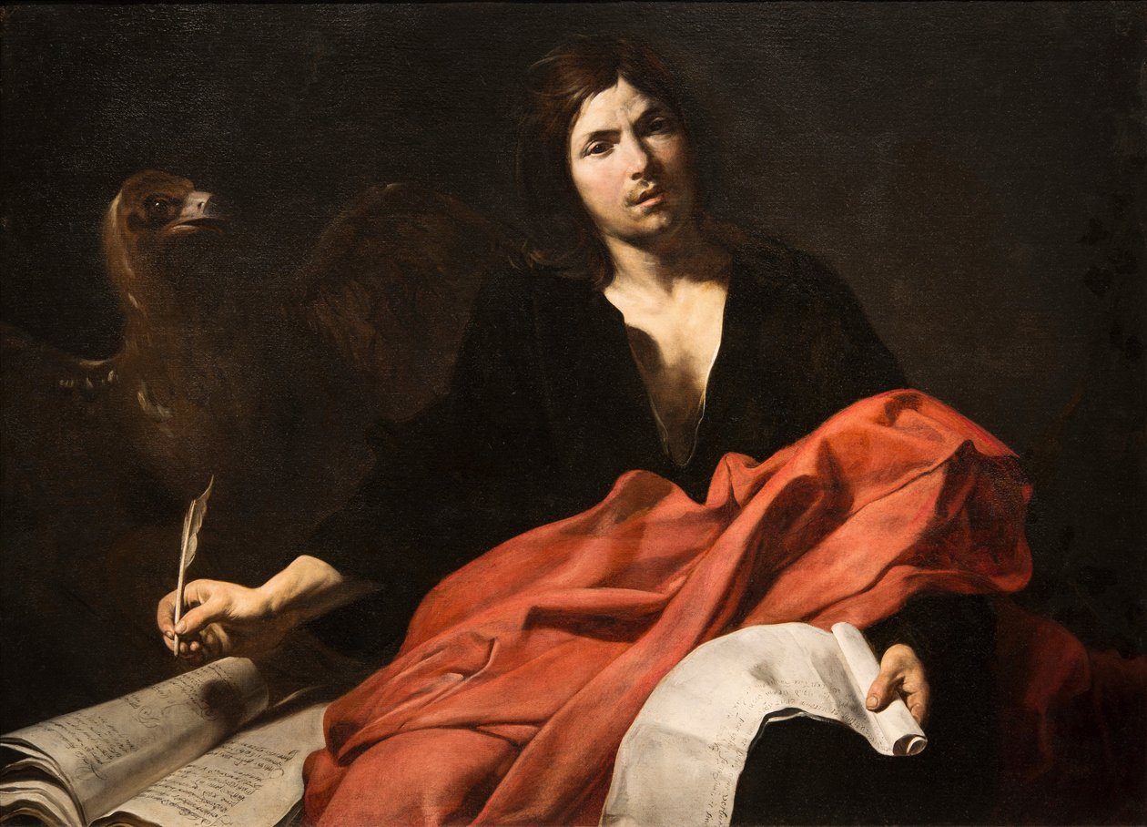 Sankt Johannes evangelisten, av Valentin de Boullogne (1591-1632). Olja på duk av Valentin de Boulogne