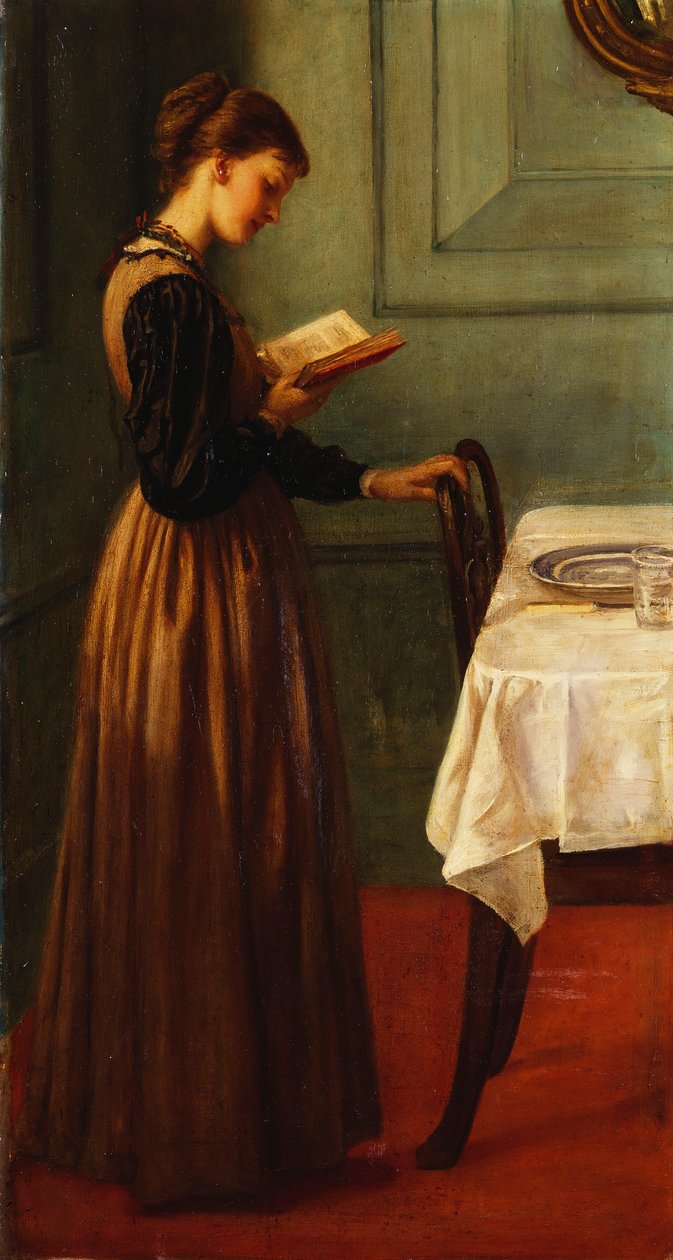 Studie av en flicka som läser av Valentine Cameron Prinsep