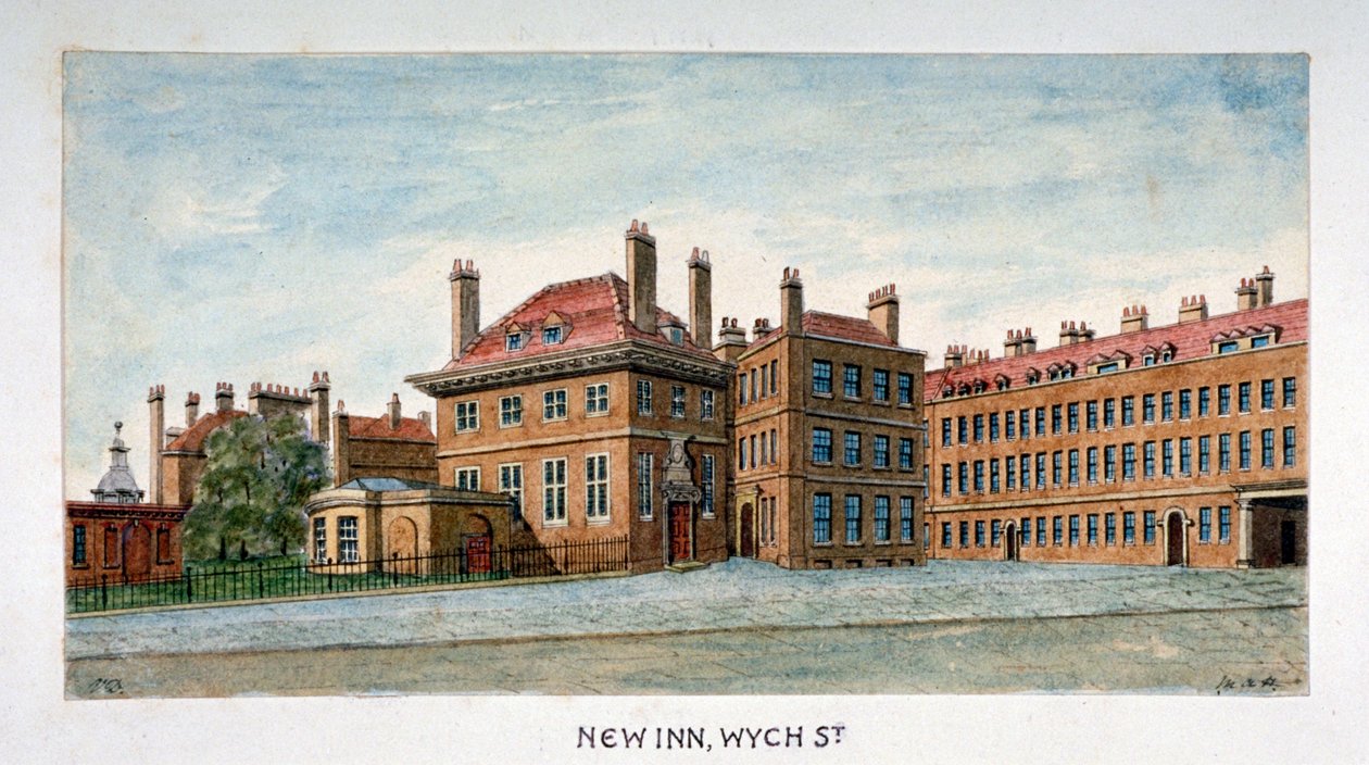 Utsikt över New Inn på Wych Street, Westminster, London, c1800 av Valentine Davis