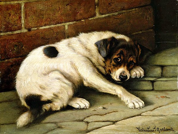 Lovely Companion (olja på panel) av Valentine Thomas Garland