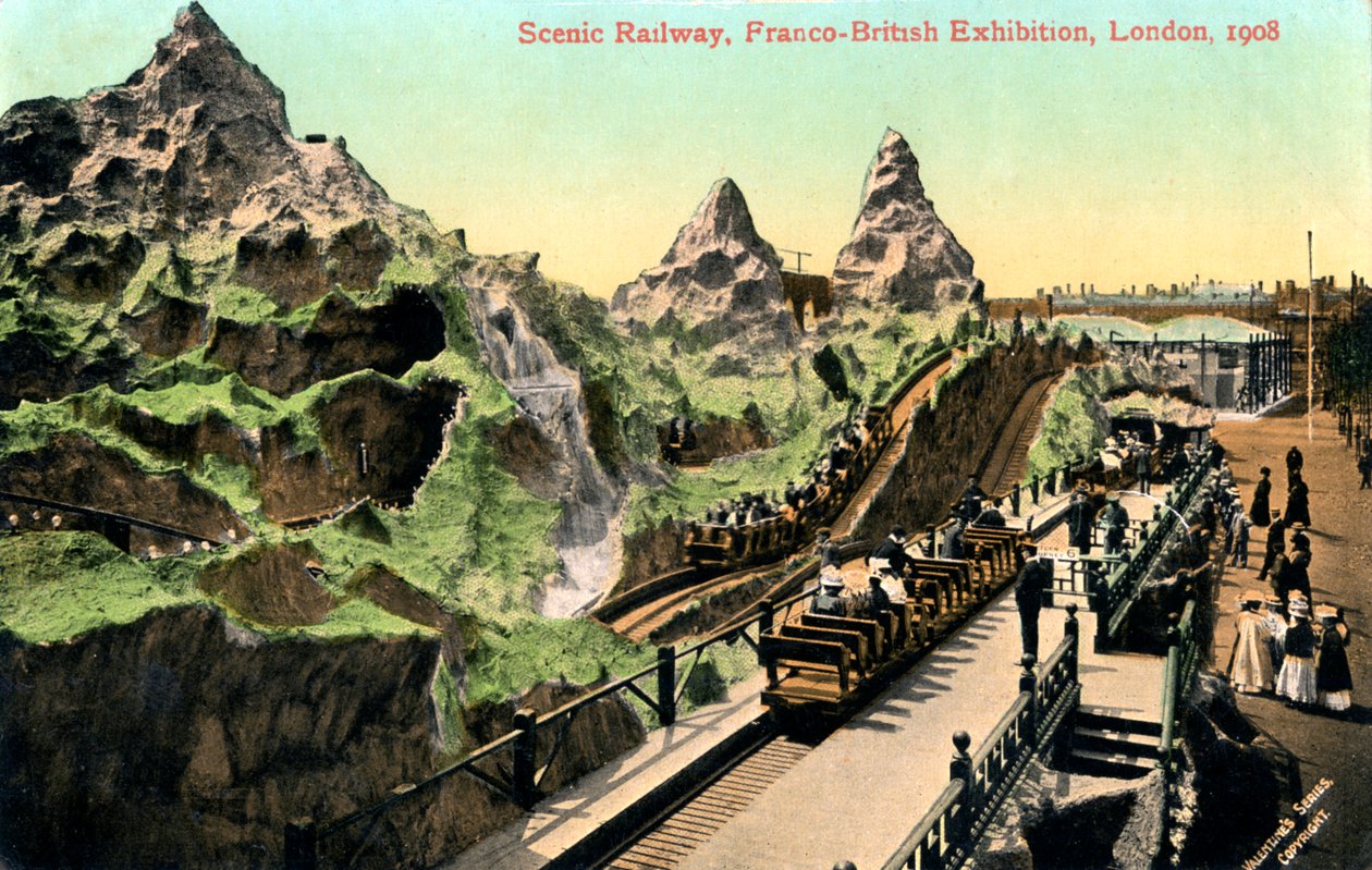 Scenisk järnväg, fransk-brittisk utställning, London, 1908. av Valentine and Sons Ltd