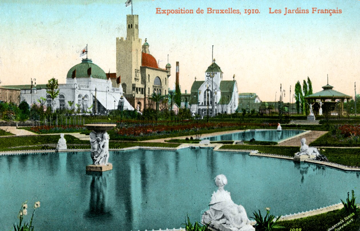 Den franska trädgården, universell utställning, Bryssel, Belgien, 1910. av Valentine and Sons Ltd