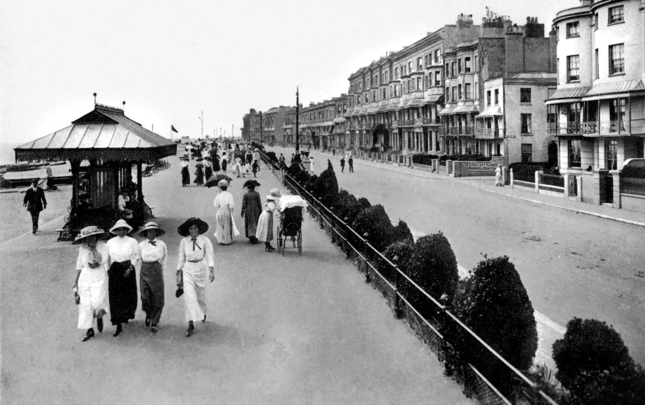 Strandpromenaden, West Worthing, West Sussex, tidigt 1900-tal. av Valentine and Sons Ltd