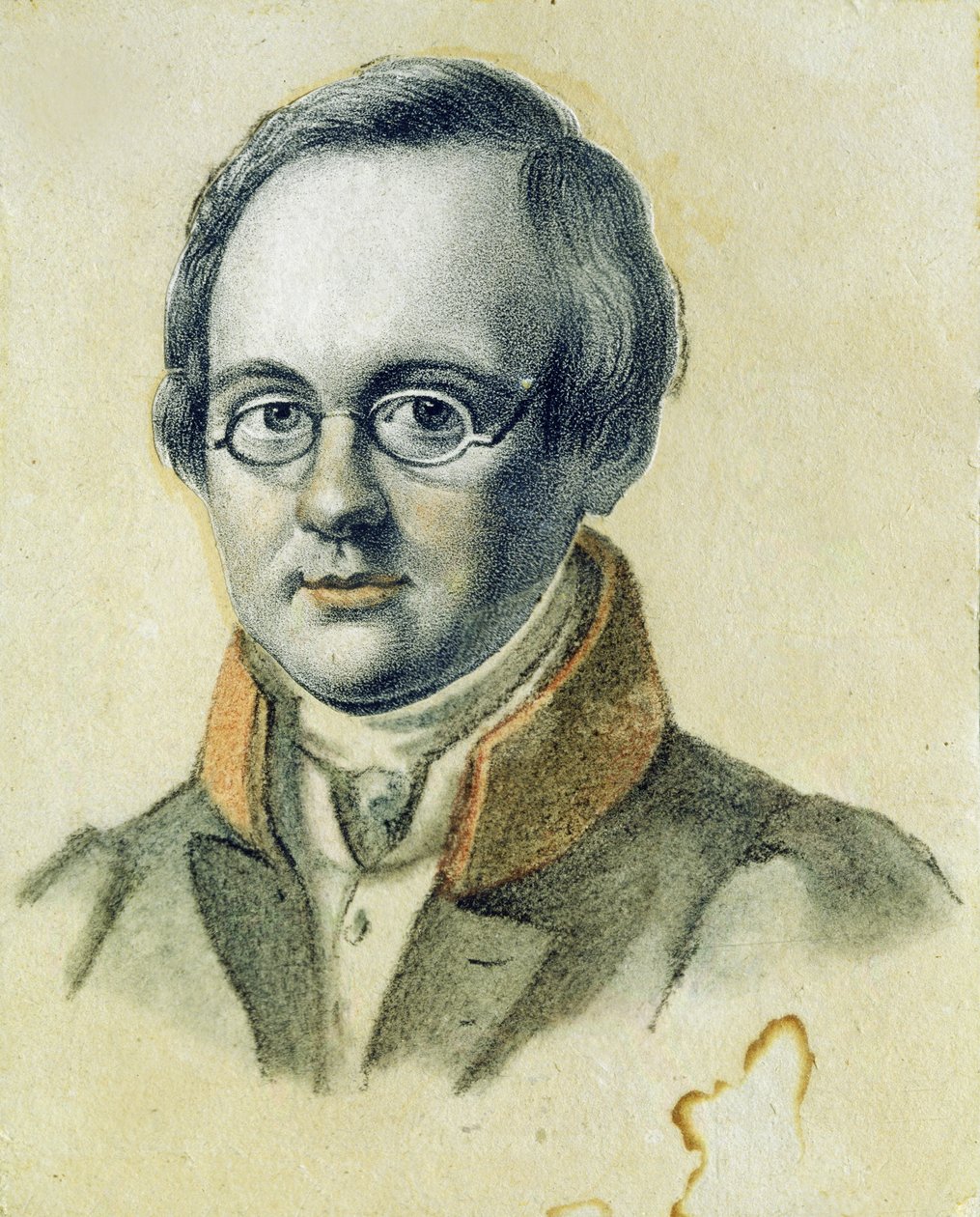 Porträtt av Anton A. Delvig, 1830 (litografi och wc på papper) av Valerian Platonovich Langer