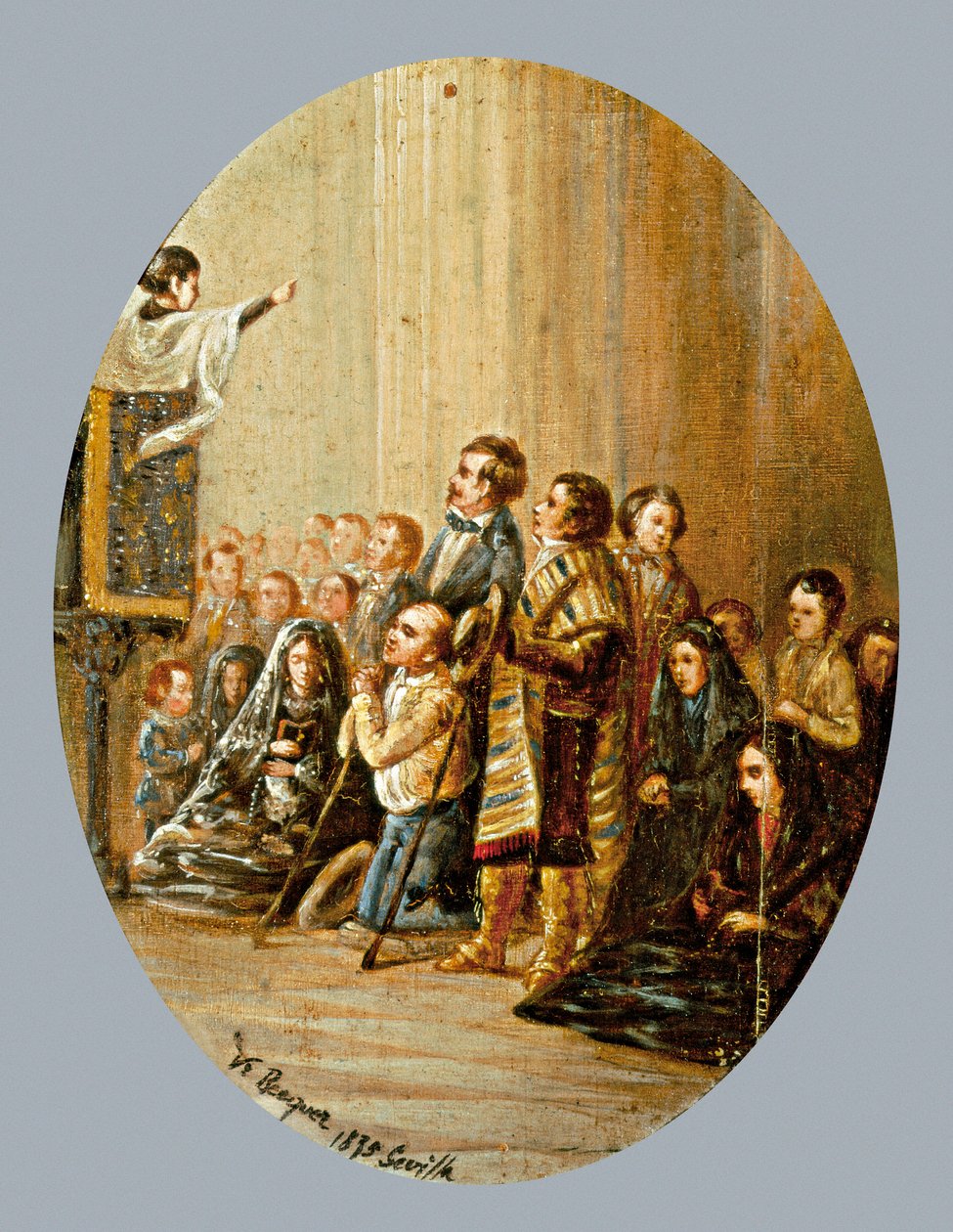 Predikan. Målning av Valeriano DOMINGUEZ BECQUER (1834-1870). Olja på trä av Valeriano Domínguez Bécquer