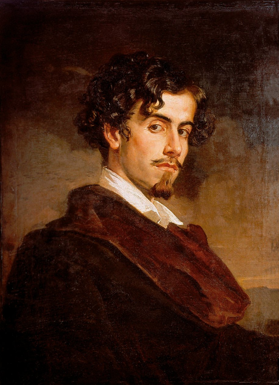 Porträtt av Gustavo Adolfo Becquer, spansk författare (1836-1870) av Valeriano Domínguez Bécquer