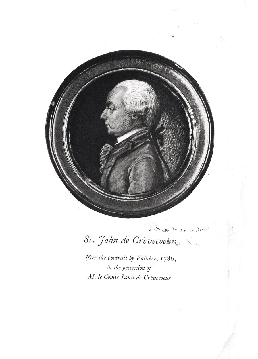 Michel-Guillaume-Jean de Crevecoeur (1735-1813) framsidan av hans "Sketches of 18th Century America" av Valliere