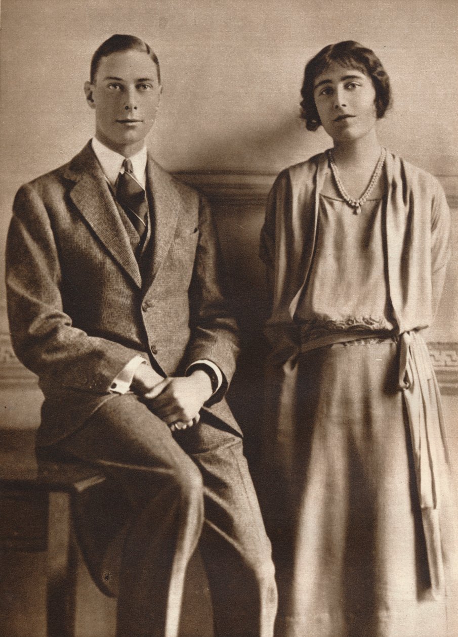 "Lady Elizabeth Bowes Lyon och hertigen av York vid tillkännagivandet av deras förlovning", 1923 av Vandyk