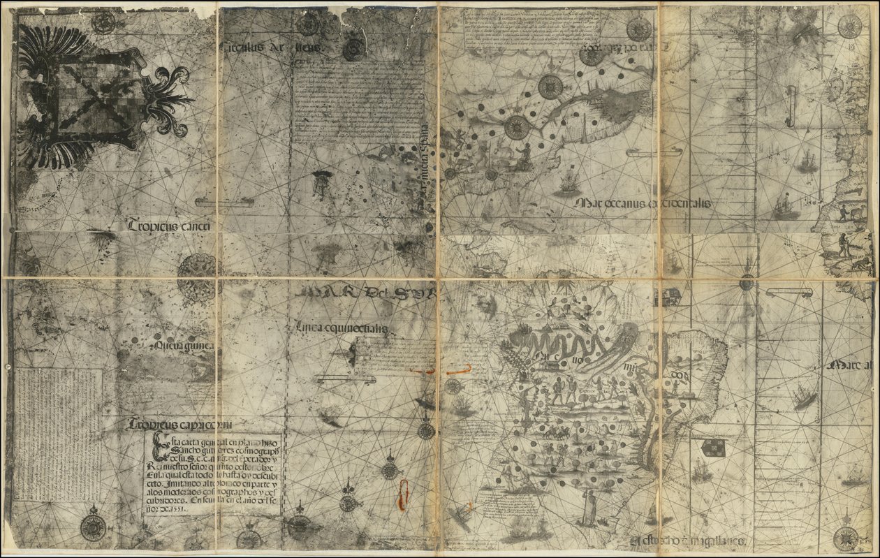 1551 års karta över västra halvklotet av Sancho Gutiérrez av Various