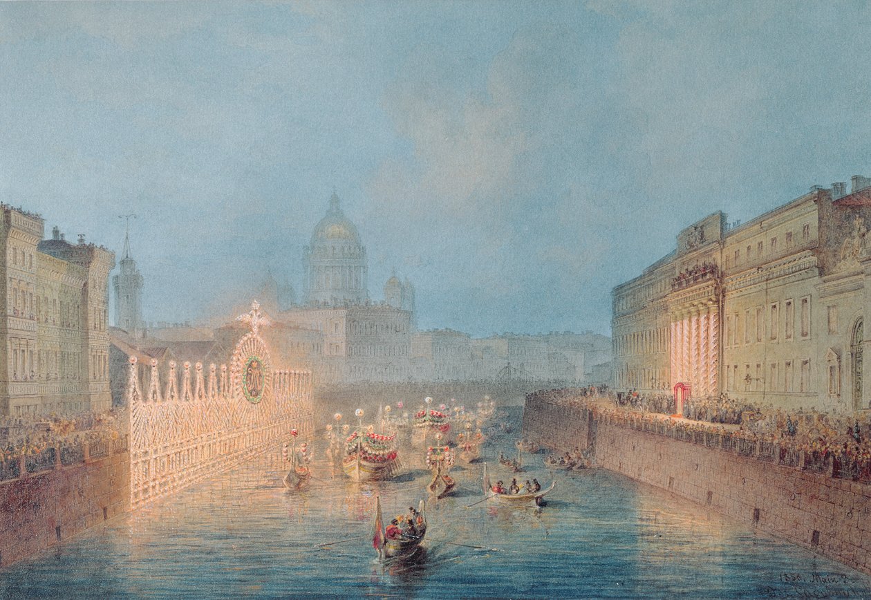 Faʻamalamalamaga i le Moyka i St. Petersburg, 1856 swed av Vasili Semenovich Sadovnikov