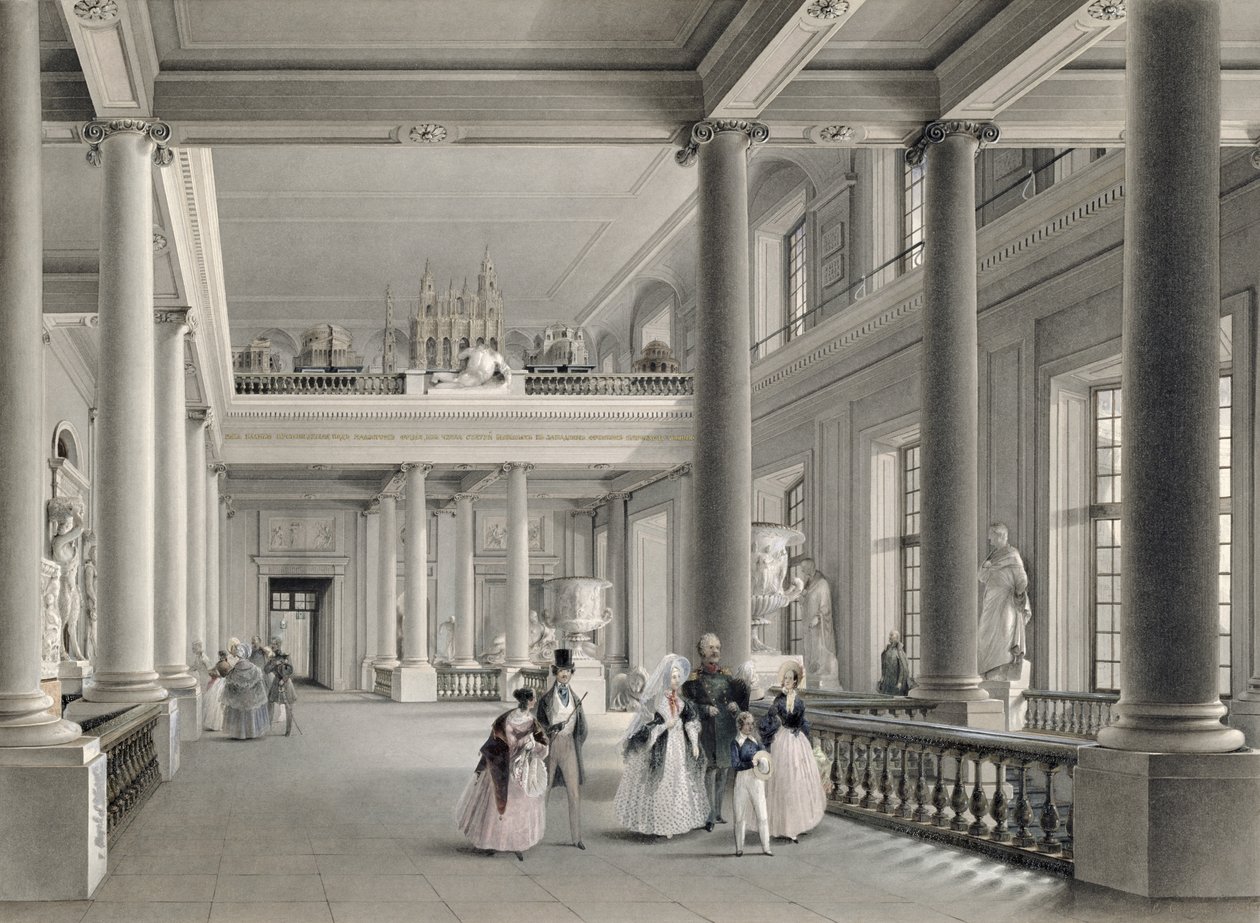 Le Upper Entrance hall o le Fine Arts Academy i St. Petersburg, 1838 swed av Vasili Semenovich Sadovnikov