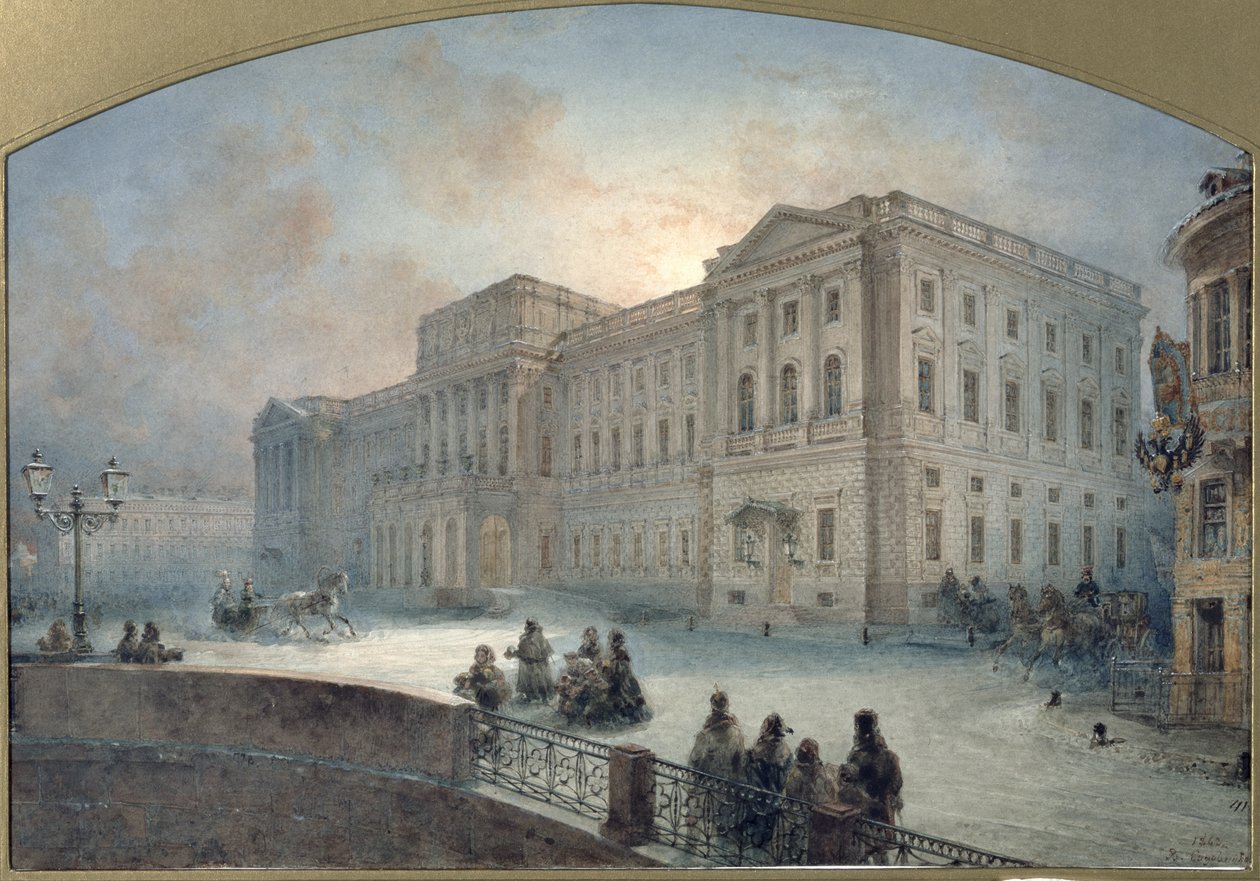 Utsikt över Mariinskijpalatset på vintern, 1863 av Vasili Semenovich Sadovnikov