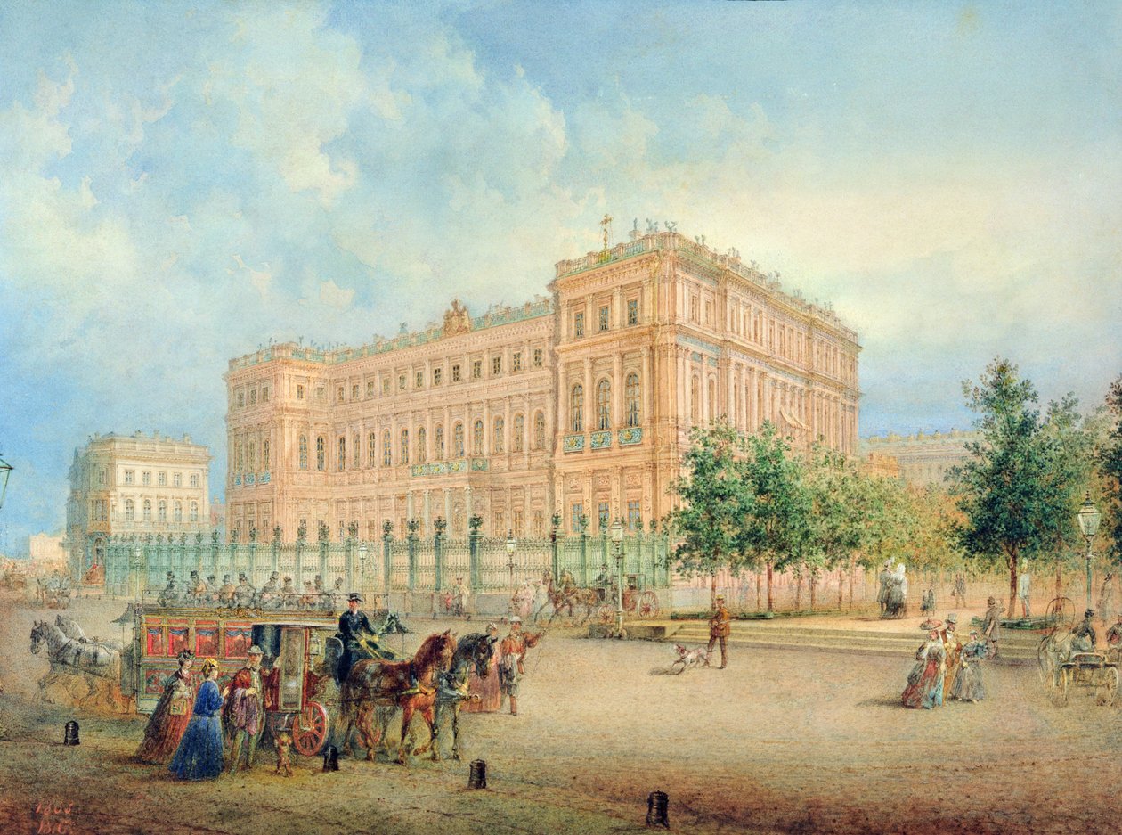 Utsikt över Nikolajevskijpalatset, St. Petersburg, 1868 av Vasili Semenovich Sadovnikov