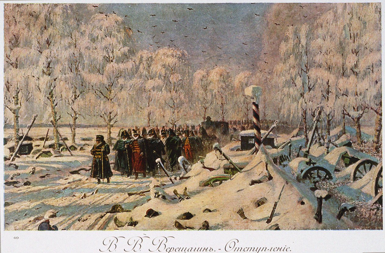 Den franska reträtten från Moskva i oktober 1812, ca 1888-95 av Vasili Vasilievich Vereshchagin