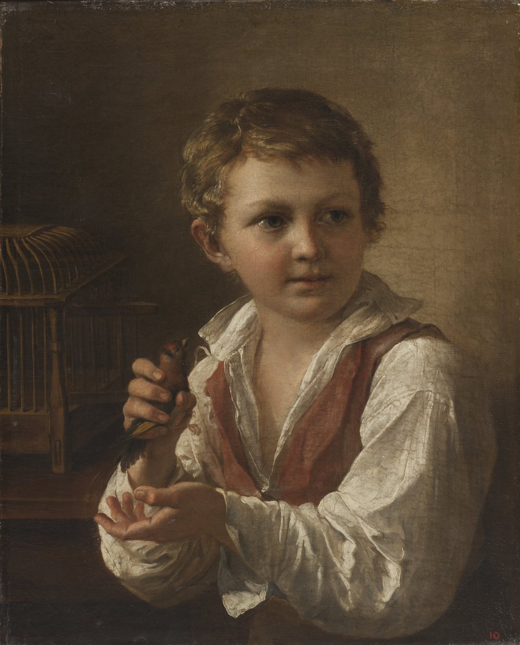 Pojke med en guldfink. av Vasili Andreyevich Tropinin