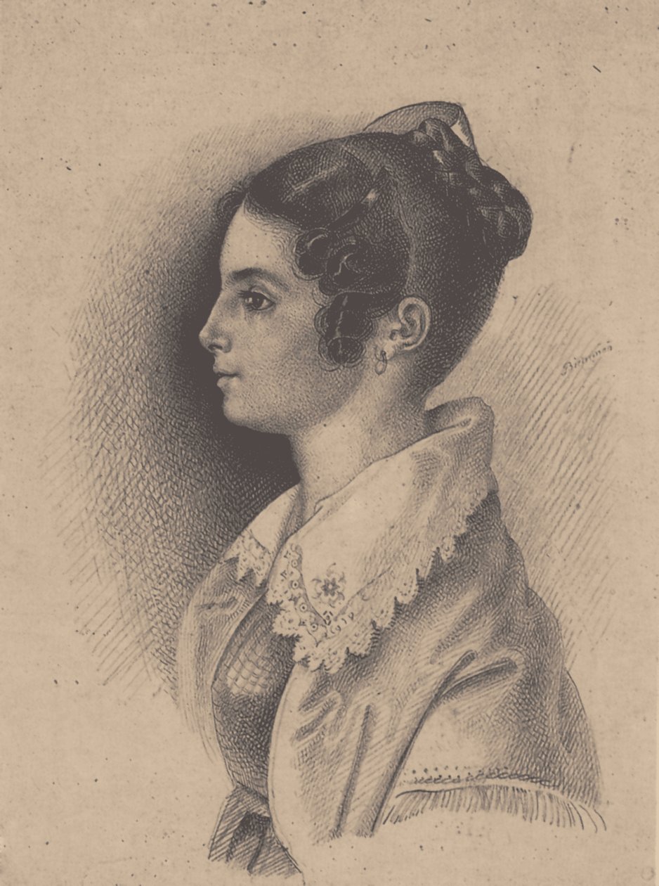 Grevinnan Vera Fyodorovna Vyazemskaya, född Gagarina 1790-1886 av Vasili Fyodorovich Binemann
