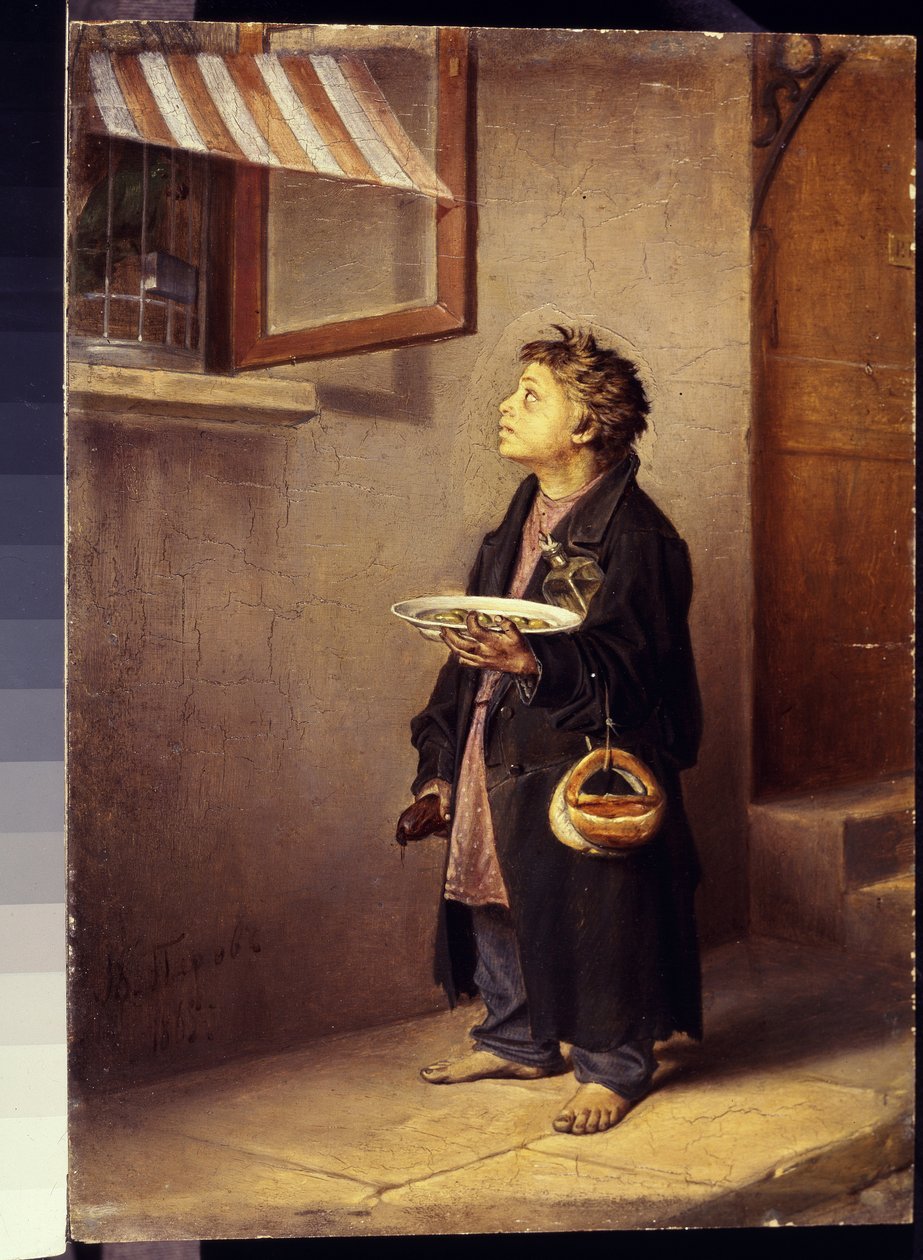 En lärling tittar på en papegoja par Perov, Vasili Grigoryevich (1834-1882) av Vasili Grigorevich Perov