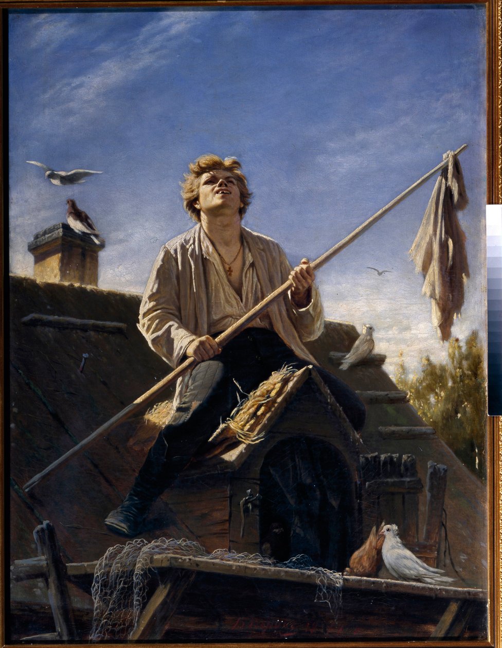 En duvälskare (en duvälskare). Målning av Vasily (Vasily) Grigoryevich Perov (1834-1882), olja på duk av Vasili Grigorevich Perov
