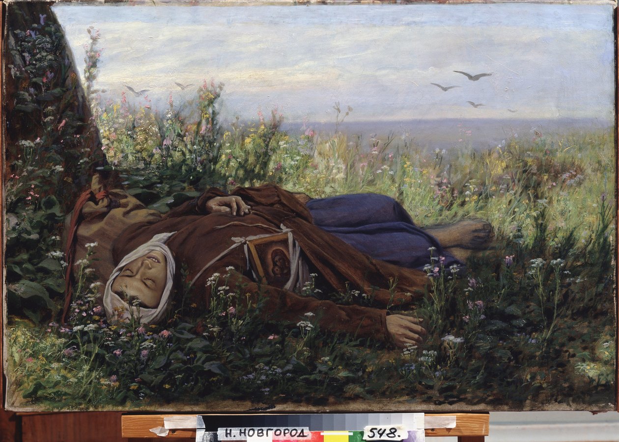 En pilgrim på en åker. Målning av Vasili (Vasili) Grigoryevich Perov (1834-1882), olja på duk av Vasili Grigorevich Perov