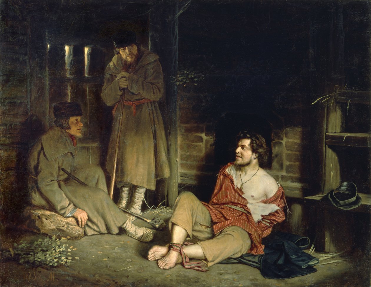 En Arrant Knave arresterad person, 1873 av Vasili Grigorevich Perov