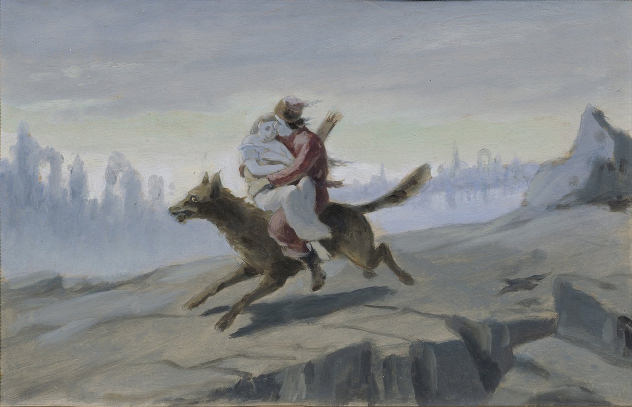 Ivan Tsarevich rider på den grå vargen, slutet av 1870-talet - början av 1880-talet av Vasili Grigorevich Perov