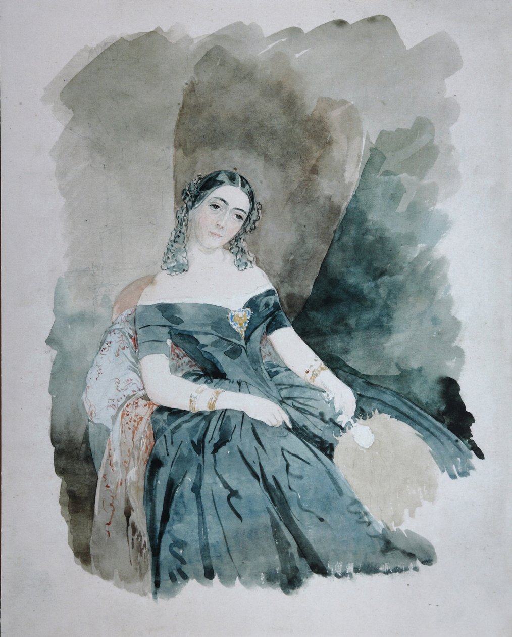 Porträtt av Leonilla Ivanovna Baryatinskaya, prinsessan zu Sayn Wittgenstein 1816-1918, 1846 av Vasili Semenovich Sadovnikov