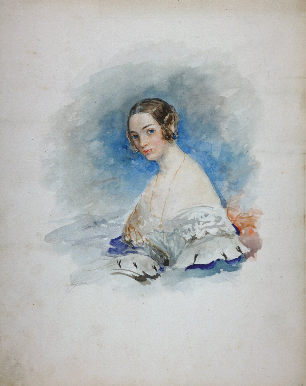 Porträtt av prinsessan Maria Ivanovna Kochubey, född Baryatinskaya 1818-1843, 1846 av Vasili Semenovich Sadovnikov