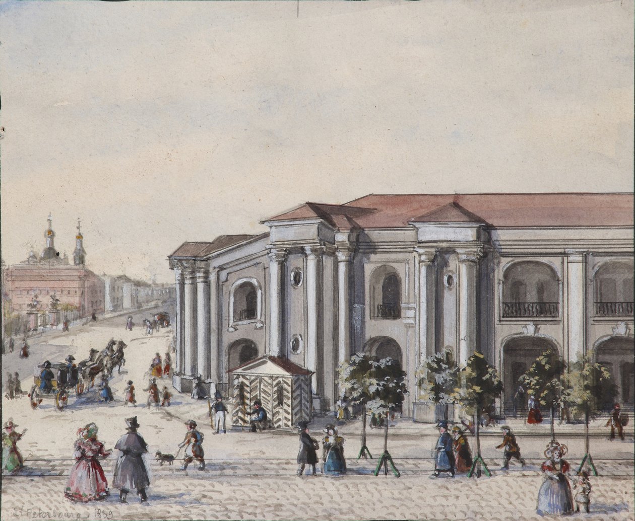 The Saint Petersburg Great Gostiny Dvor Merchant Yard, 1830-1840-talet av Vasili Semenovich Sadovnikov