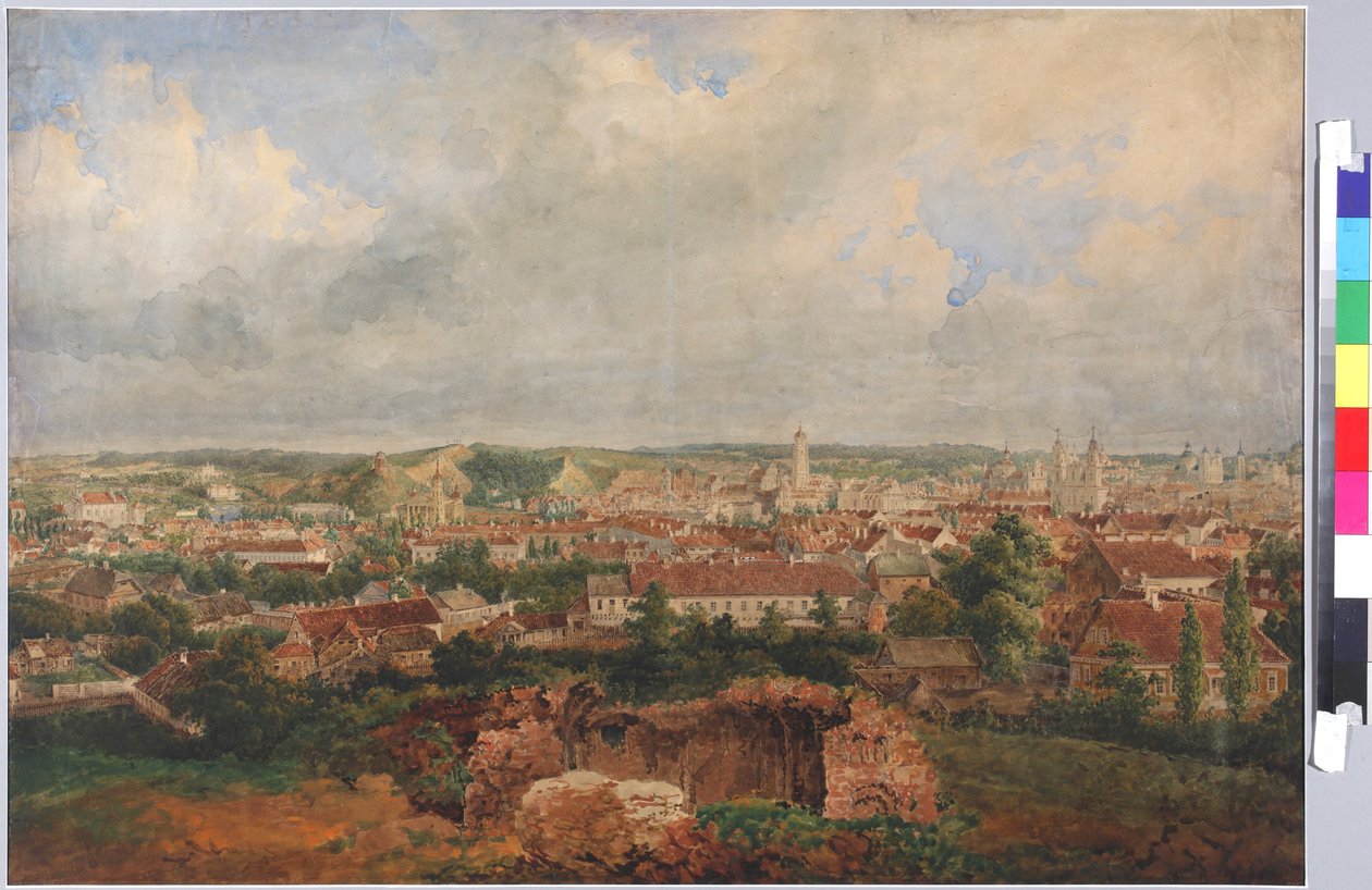 Utsikt över Vilna, av Sadovnikov, Vasily Semyonovich (1800-1879). Akvarell på papper av Vasili Semenovich Sadovnikov