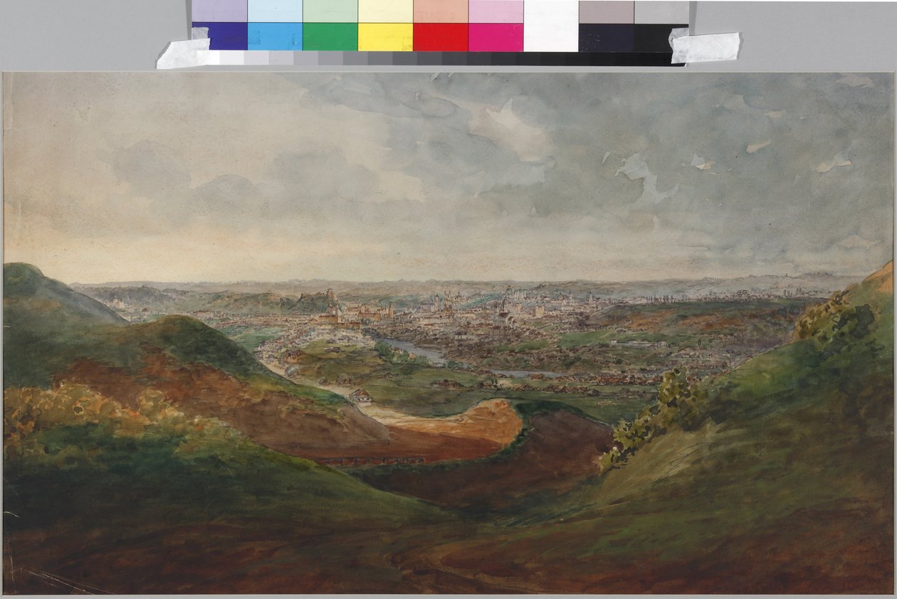 Utsikt över Vilna, av Sadovnikov, Vasily Semyonovich (1800-1879). Akvarell på papper av Vasili Semenovich Sadovnikov