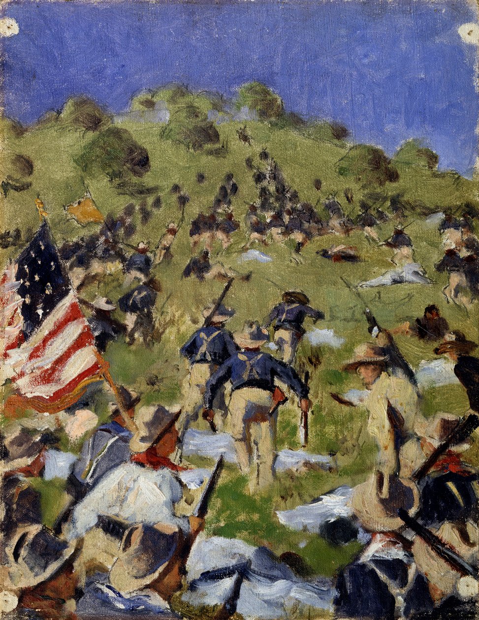 Charge of the Rough Riders vid San Juan Hill 1898, ca. 1900 av Vasili Vasilievich Vereshchagin