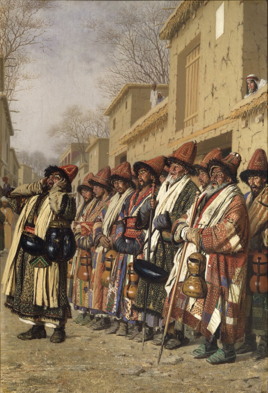 Dervischer Chorus Begging Alms i Tasjkent, 1870 av Vasili Vasilievich Vereshchagin