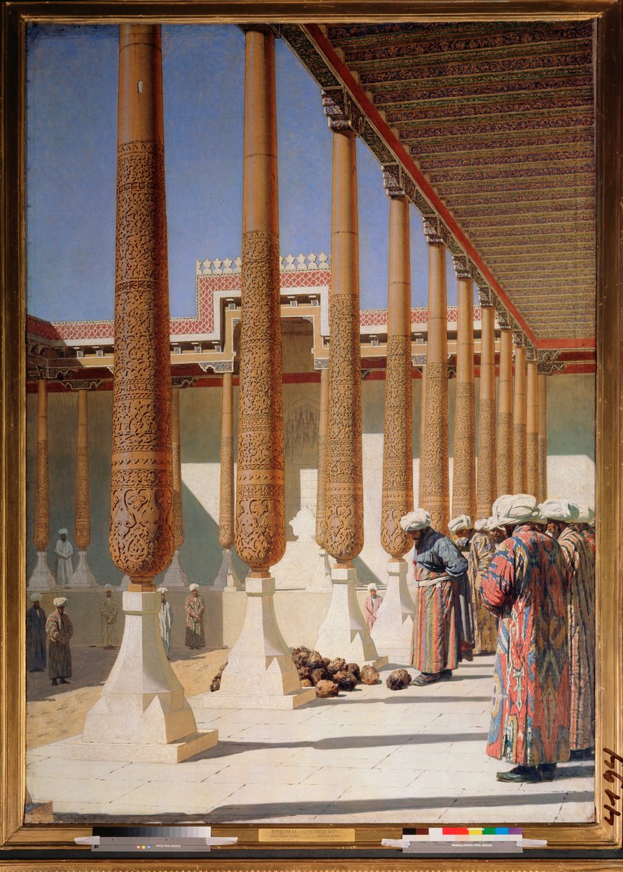 Visning av troféer (halshuggna huvuden under erövringen av Turkestan av Ryssland) av Vasili Vasilievich Vereshchagin
