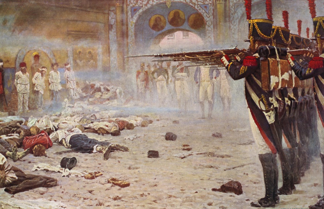 Skyttepluton som avrättar fångar (färglitografi) av Vasili Vasilievich Vereshchagin