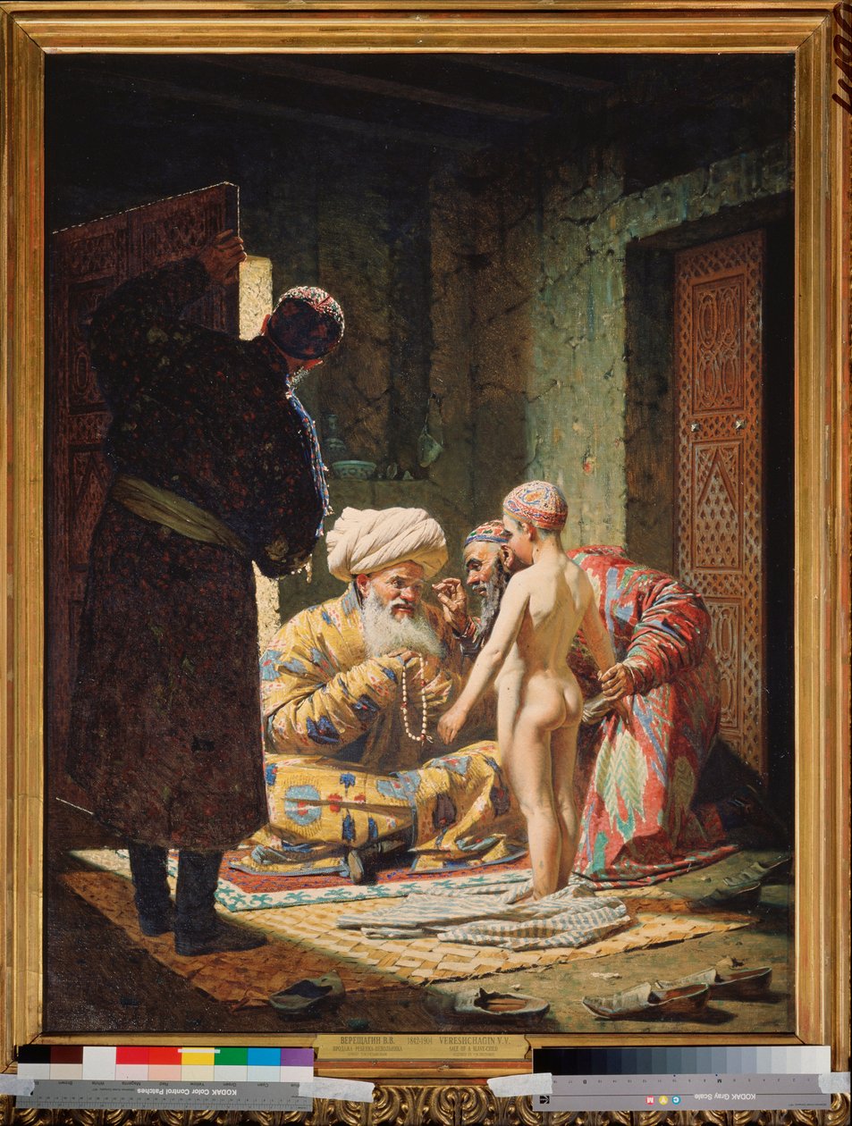 Sale of a Child Slave - Målning av Vasili Vasilyevich Vereshchagin (Vassili Vereshchagin) (1842-1904), olja på duk av Vasili Vasilievich Vereshchagin
