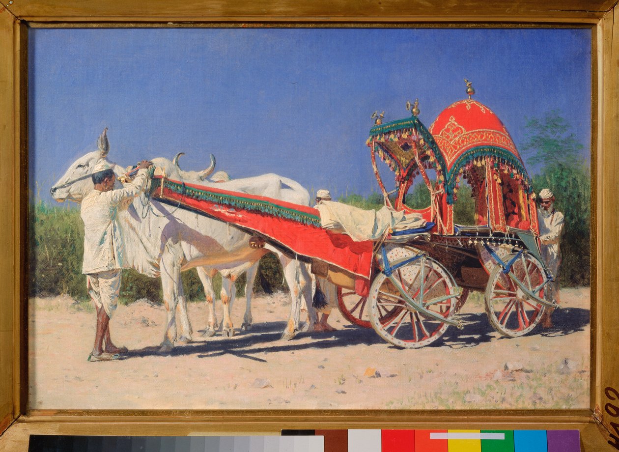 Fordon för en rik familj i Delhi (Indien) - Målning av Vasili Vasilyevich Vereshchagin (Vassili Vereshchagin) (1842-1904), olja på duk av Vasili Vasilievich Vereshchagin