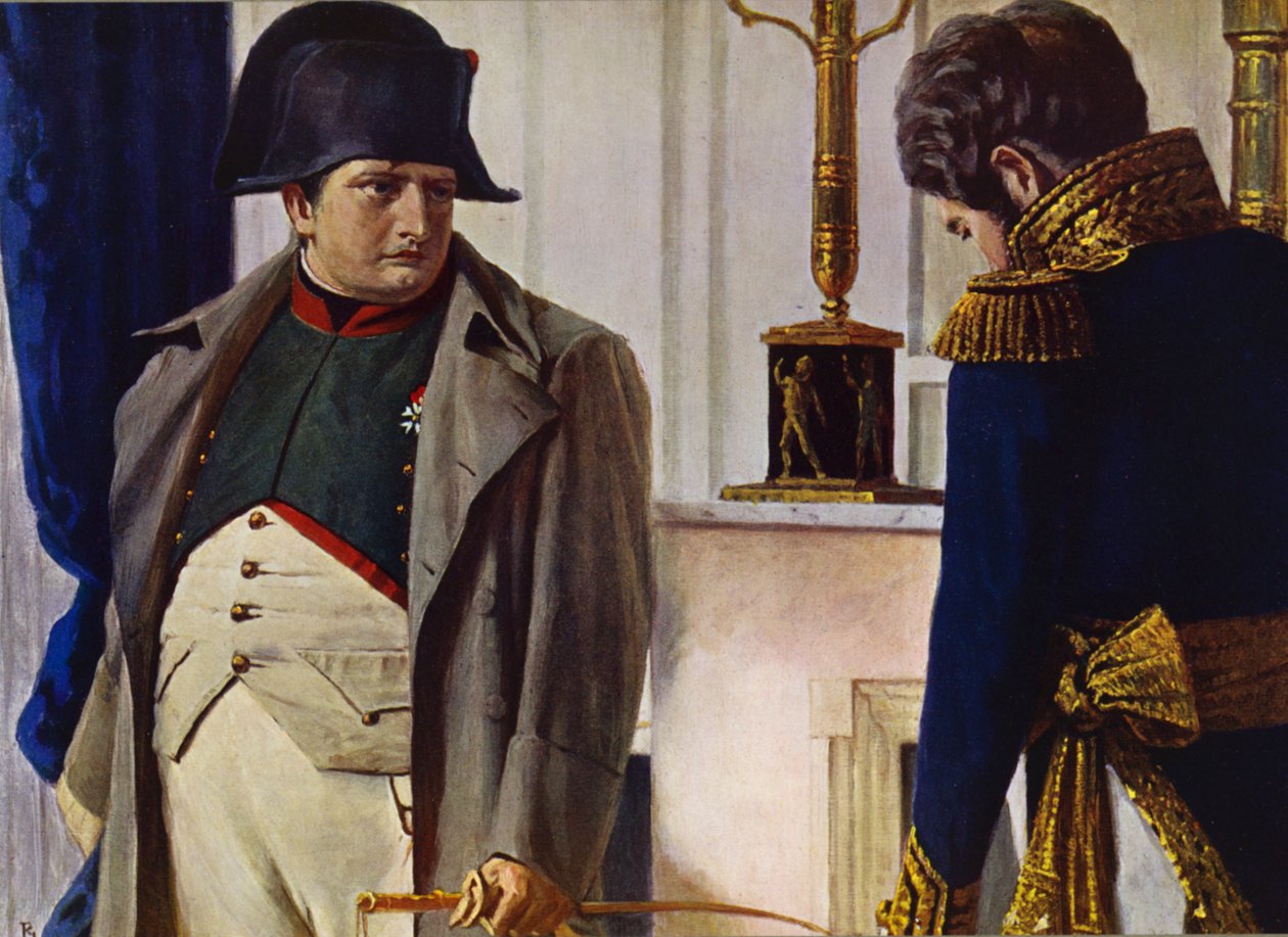 Napoleon Bonaparte och Jacques Lauriston (färglitografi) av Vasili Vasilievich Vereshchagin