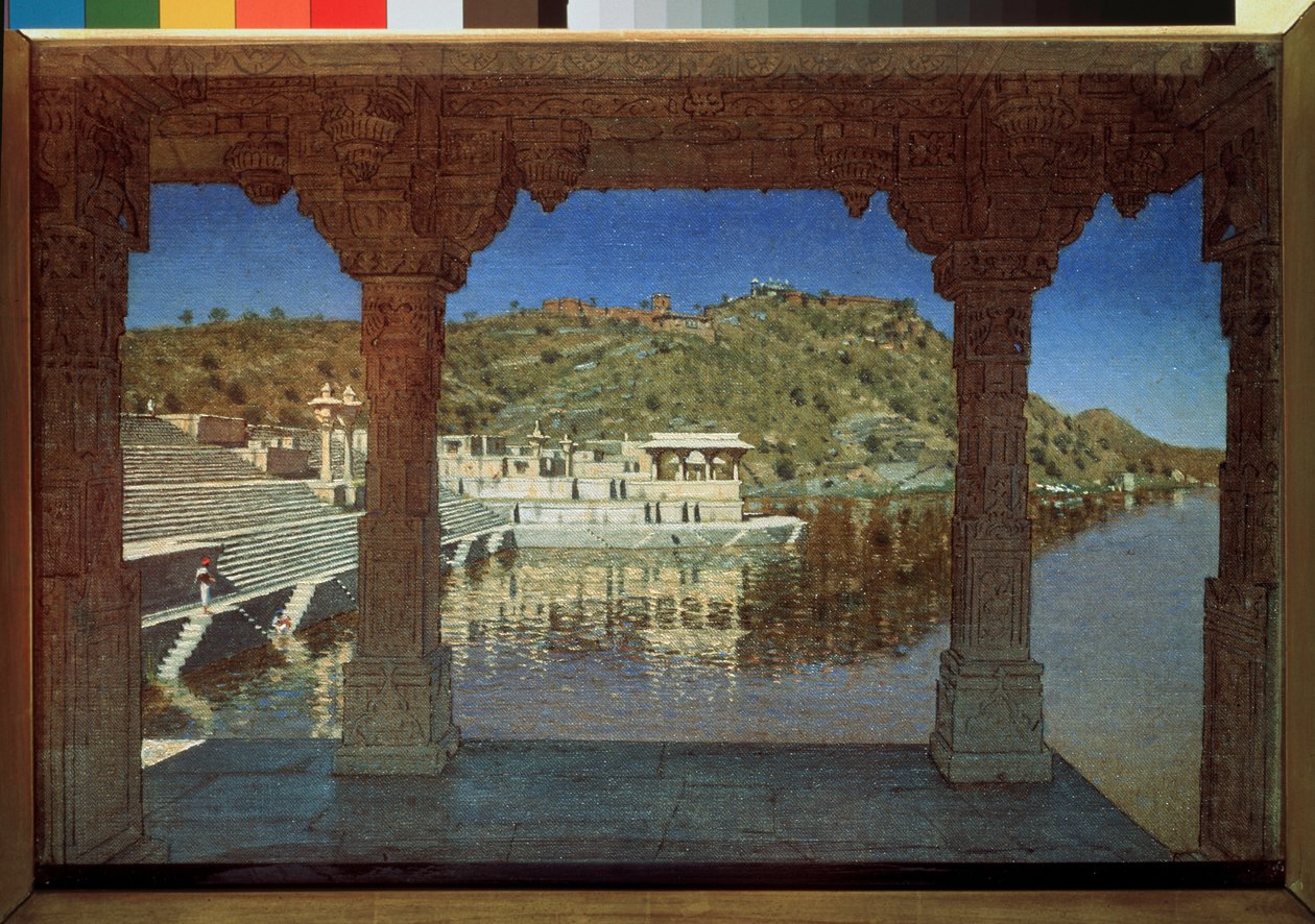 Rajasthan (Indien), sur le lac a Udaipur (Rajasthan, vid sjön i Udaipur) - Målning av Vasili Vasilyevich Vereshchagin (Vassili Vereshchagin) (1842-1904), olja på duk av Vasili Vasilievich Vereshchagin