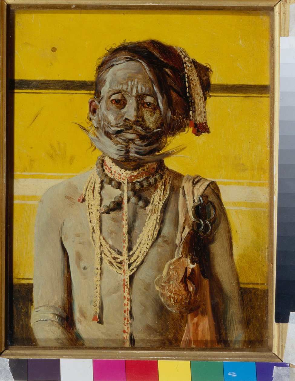 En fakir (A fakir) - Målning av Vasili Vasilyevich Vereshchagin (Vassili Vereshchagin) (1842-1904), olja på trä (24,2x18,8 cm) av Vasili Vasilievich Vereshchagin